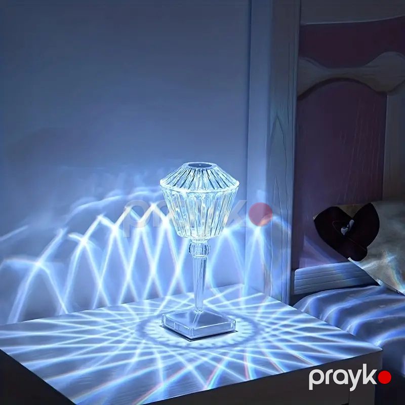 Kristal Stol Lampası 3 Yönlü Dəyilə Bilən İşıqlı Brilyant Seriyası Crystal Lampa Şəffaf LED Otaq Lampası — Mallar, Bakı (6)