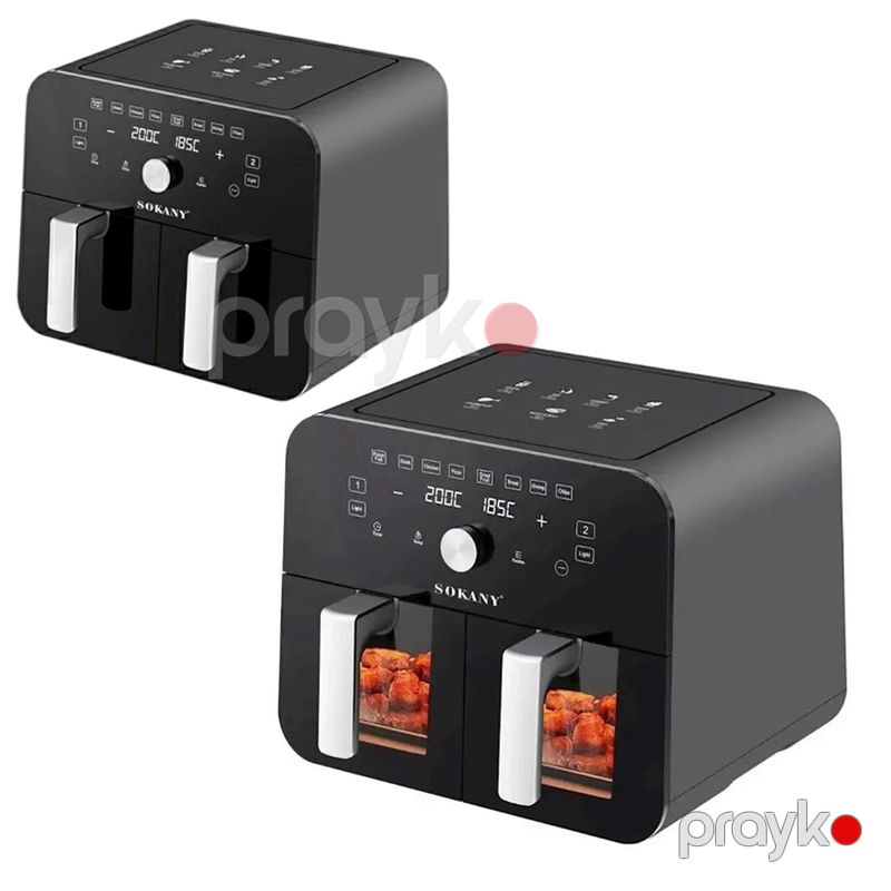 Ikiqat Səbət 10L Elektrikli Hava Fritöz Sokany SK10008 Hava Fritöz Taymer və Termostat Nəzarətli Mexaniki Air Frey 2400 W — Digər mətbəx texnikası, Bakı (4)
