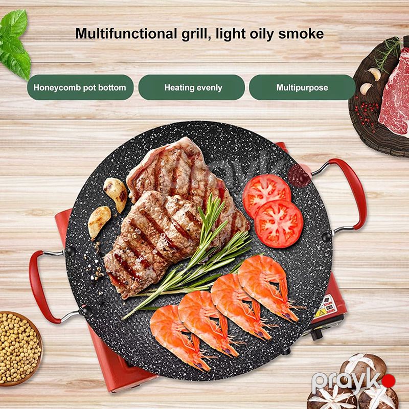 Sac Qril Tavası Yapışmayan Parlaq Dəyirmi Barbekü Gill sac tava Plitəsi Qaz Seramik Sobası, Düşərgə üçün Praktik 37sm — Qablar və mətbəx əşyaları, Bakı (3)