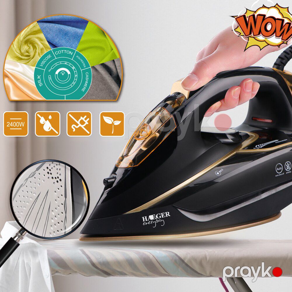 Buxarlı Ütü Haeger HG-1252 Keramika Altlıq 2400 W Gücündə 350 ml Qara Rəng — Ev texnikası, Bakı (8)