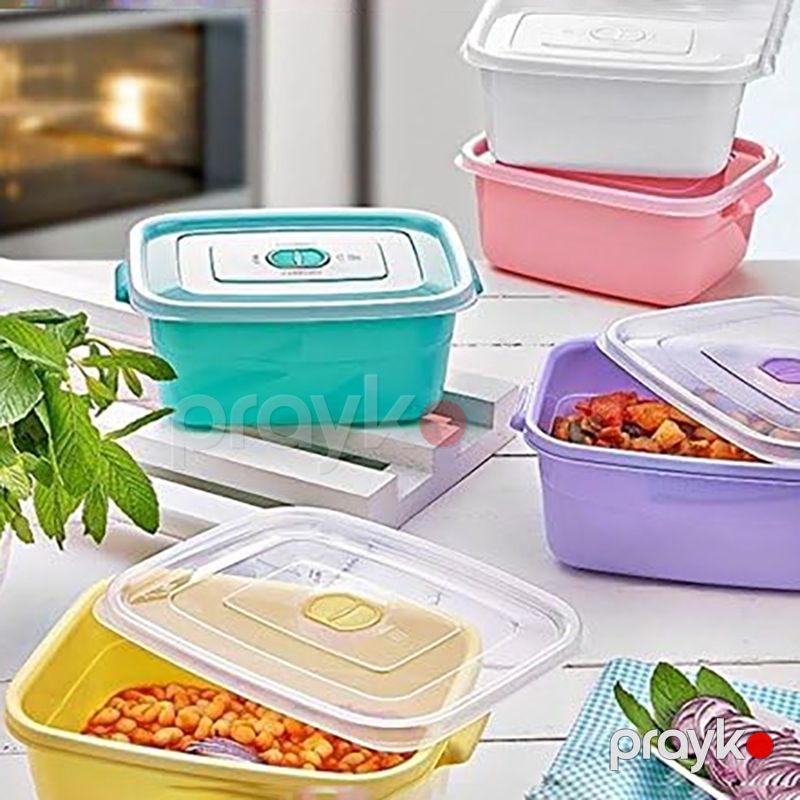 Mikrofresh 3lü Saxlama Qabı Qırmızı Kvadrat Formalı Plastik Qida Saxlama Qabı 3 Ədəd — Qablar və mətbəx əşyaları, Bakı (4)