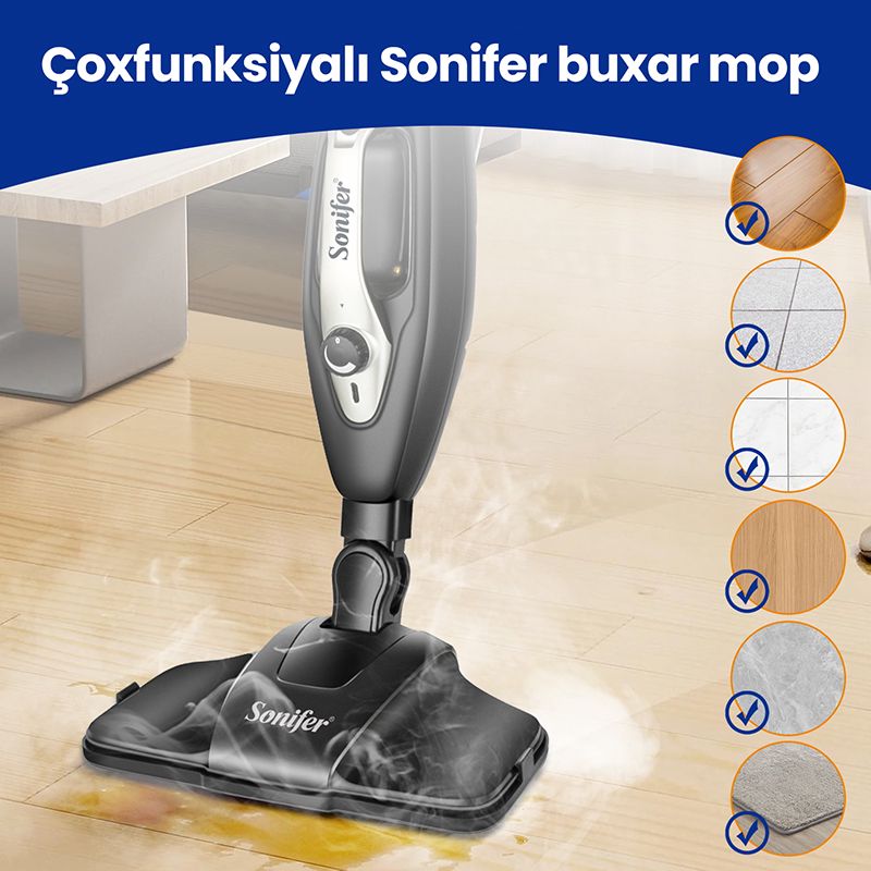 Buxar təmizləyici Sonifer SF-2253 Yeni Stil Elektrikli Xalça Təmizləyən Tozsoran Çoxfunksiyalı Buxarlı Döşəmə Təmizləyicisi — Tozsoran, Bakı (3)