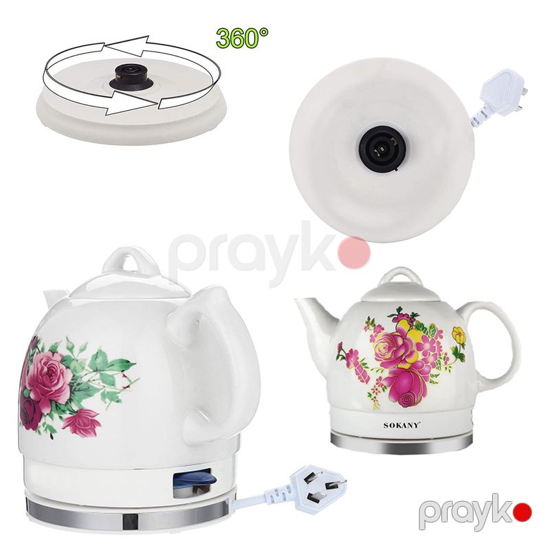 Sokany SK-09008 Paslanmayan Polad 1.5L Elektrik Çaydanı Keramik Elektrik Çaydanı 1000W Güçündə Su İsidici Çaydan — Elektrik çaydanları və termoslar, Bakı (6)