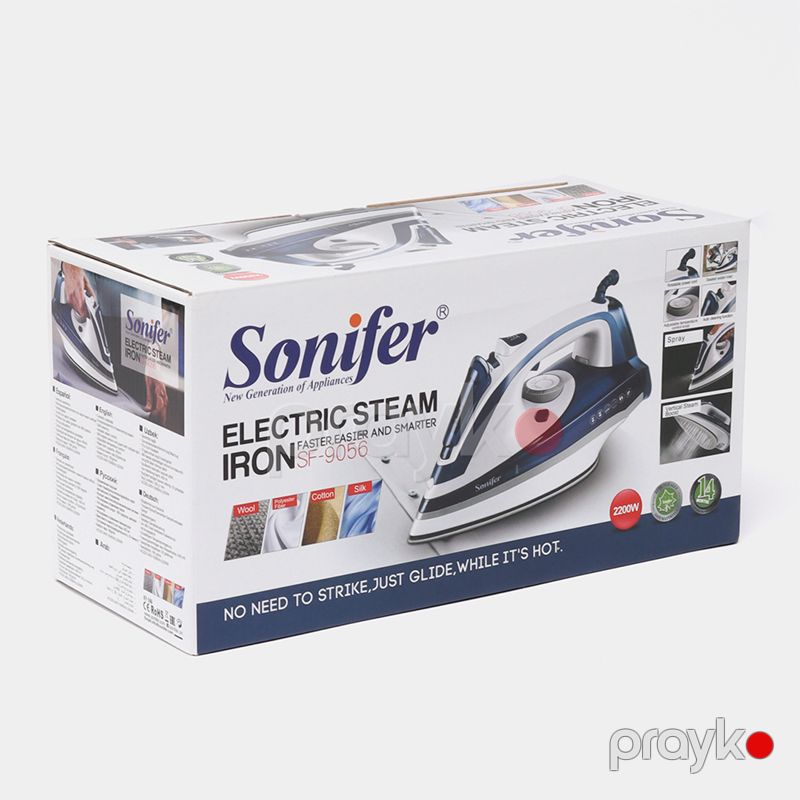 Sonıfer SF-9056 Yüksək Güclü Davamlı Buxar Özəlliyi İlə Peşəkar Geyim Ütüsü 2200W Elektrikli Keramik Buxarlı Ütüsü — Ev texnikası, Bakı (7)