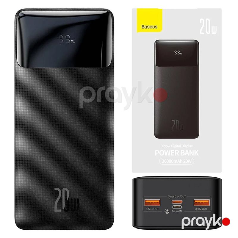 Baseus Bipow Digital Display PPDML-N01 30000 mAh,Black Digital Display 20W Powerbank — Telefonlar və qadjetlər, Bakı (6)