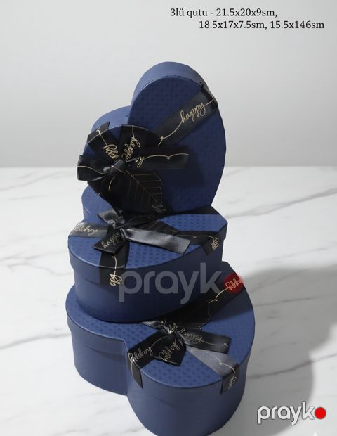 Hədiyyəli qutu dəsti 35274364, karton, göy, 3 əd, 21.5x20x9/18.5x17x7.5/15.5х14х6 sm — Bakı