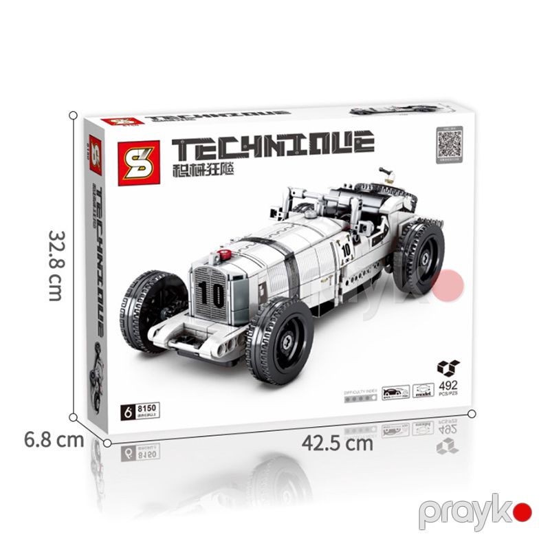 Konstruktor Avtomobil Geri Çekmə Motorlu Retro Oyuncaq Avtomobil 492 ədəd Plastik Blok Mercedes Benz SKK Sportc Car Roadster — Oyuncaqlar, Bakı (7)