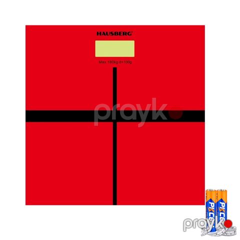 Hausberg HB-6003RS Rəqəmsal Şüşə Tərəzi Qırmızı Rengli Çəki Ölçmə Tərəzisi 180kq — Bakı