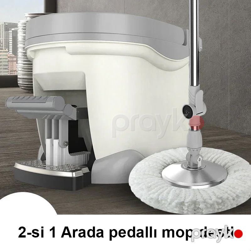 Ayaq Pedallı 360 Mikrofiber Paspas Dəsti Yüksək Davamlı Paslanmaz Döşəmə Temizləyicisi Mop Dəsti — Mallar, Bakı (5)