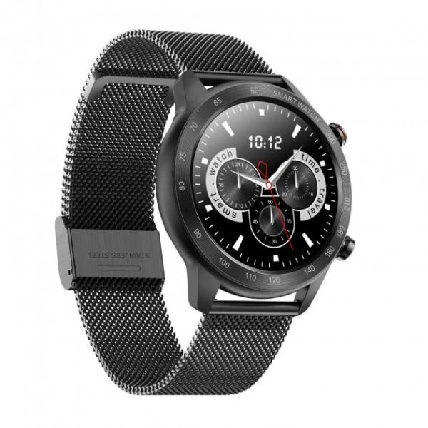 Lemfo MX5 Smart saatı - Səs əlaqəli, zəngli saatlı, nəbzölçən və addımölçənlə. Sukeçirməz polad qolbaq. Qara və gümüşü — Bakı