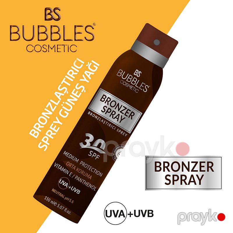 Bs Bubbles Cosmetic Bronzlaştırıcı Sprey Boya Içermez Panthenol Vitamin E 150ml Bronzalaşdırıcı 30 Spf Krem — Gözəllik və səhiyyə, Bakı (3)