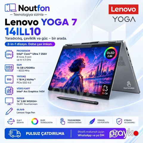 Model Lenovo Yoga 7 14ILL10 Prosessor İntel Core Ultra 7 — Bakı