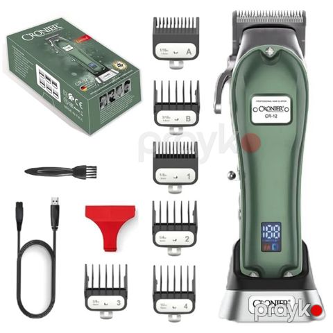Professional Cronier Simsiz Peşəkar Saç Kəsici Avtomatik Güc Rejmli 2500 mAh Kişi Saç Kəsmə Trimmeri CR12 — Bakı