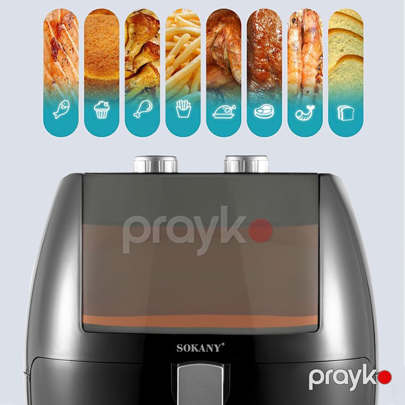 Yüksək Keyfiyyətli Sokany Elektrikli Rəqəmsal Hava Fritözü 1800W Gücündə Peşəkar Ari Fritöz Mexanic Timer 8L — Digər mətbəx texnikası, Bakı (6)