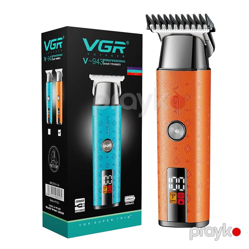 Kişilər üçün VGR V-943 Professional Saç Kəsici 100 Dəqiqəlik İşləmə Müddəti və Turbo Rejimi ilə Dəqiq T-Bıçaq Kəsimi — Ev texnikası, Bakı (5)