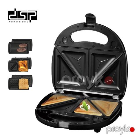 Multimaker 3in1 DSP KC1049 Sendviç Hazırlayıcı Vafli Çıxarılan Qəliblərlə Qril 3 Başlıqlı Səhər Yeməyi Bişirici Toster Dəsti — Bakı