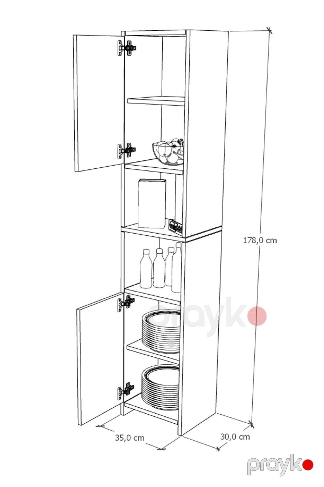 Şkaf ev_13900612, LDSP/laminat, ağ, 30x178x35 sm — Şkaflar, Bakı (3)