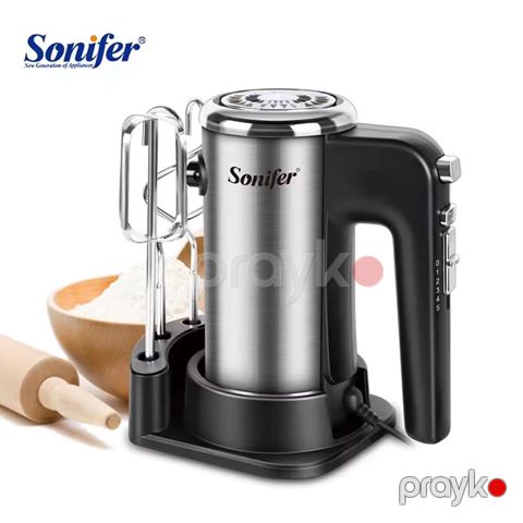 Sonifer SF-7022 Çoxfunksiyalı 5 Sürətli Əl Mikseri Yumurta Çırpıcı Xəmir Qarışdıran 300W Gücündə Paslanmaz Polad Başlıqlı Mikser — Bakı