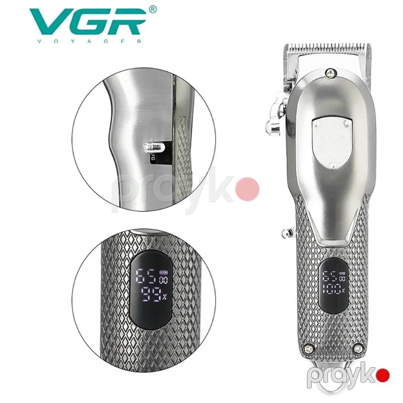 VGR V-276 Tənzimlənən Metal Saç Təraş Maşını Simsiz LED Displeyli Peşəkar Elektrikli Trimmer — Usturalar, trimmerler və epilyatorlar, Bakı (5)