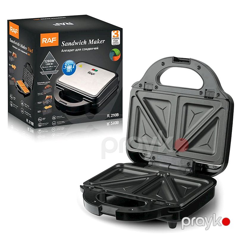 RAF R.210B 3-ü 1 Arada Multimaker Elektrikli Vafli-sendviç Hazırlayıcısı 750W Gücündə Qril Multi-Baker Toster İki Hissəli RAF Toster — Toster və vaflyasıcı, Bakı (6)