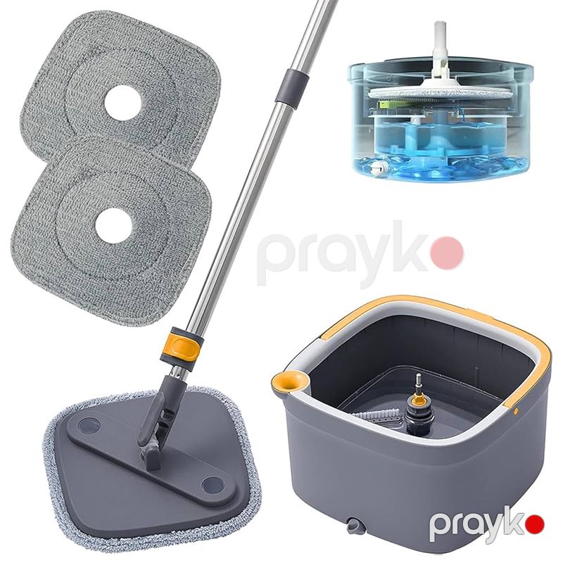 Mikrofiber Mop Sıxma Dəsti 360° Təmiz Su Ayırma Sistemli Kvadrat Fırlanan Paspas Kvadrat Fırlanan Mop və Vedrə Dəsti — Mallar, Bakı (2)
