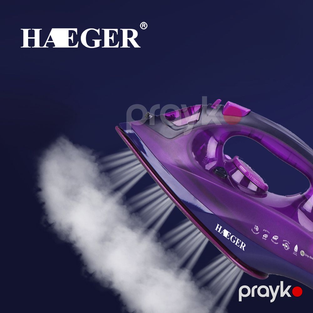 Paltar üçün Haeger Buxar Ütüsü Yüksək Keyfiyyətli Dəqiq Termostatlı Buxarlı Ütü Seramik Altlıq Üç Dişli 2200W Güc — Ev texnikası, Bakı (7)