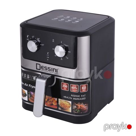 Dessini Elektrikli Dijital Hava Fritözü 7 Litrlik Dessini Yağsız Fritöz 80 200 Peşəkar Paslanmayan Polad Dessini Air Fryer — Bakı