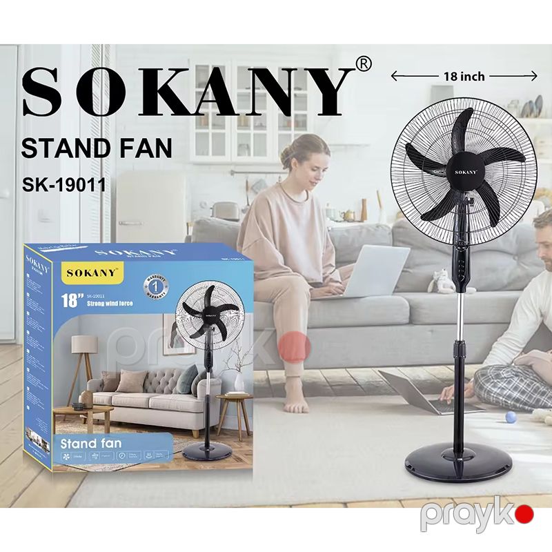 Sokany SK-19011 Ventilyator 3 Sürət Ayarlı Ventilyator 5 Fırlanan Bıçaq Ventilyator Sərinkeş — Ventilyatorlar, Bakı (2)