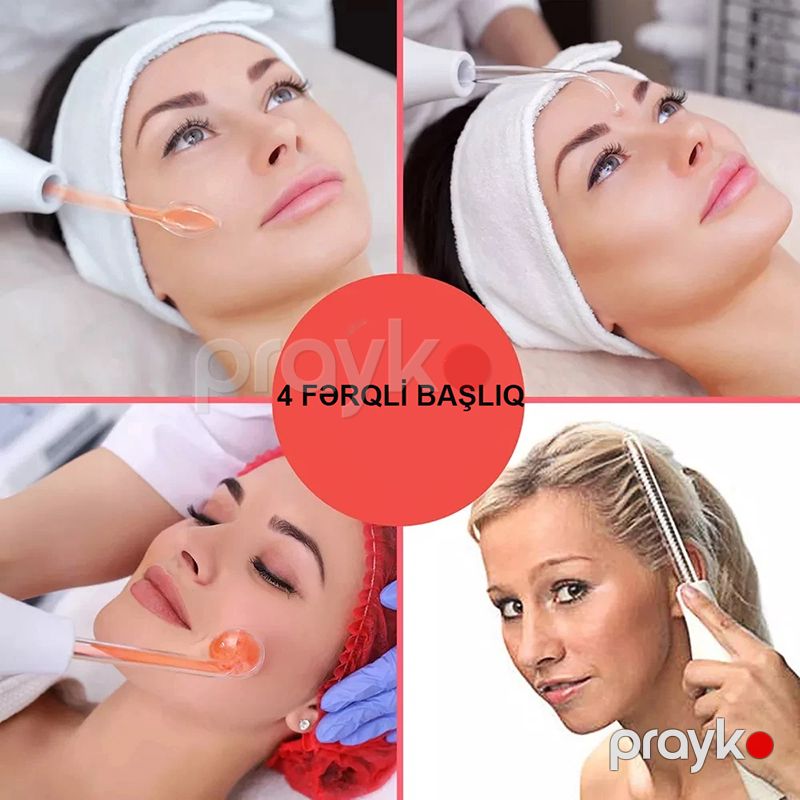 Gözəllik Cihazı Üz Terapiya Çubuğu 4-də 1 Yüksək Tezlikli Elektroterapiya Şüşə Boru Aləti — Gözəllik və səhiyyə, Bakı (2)