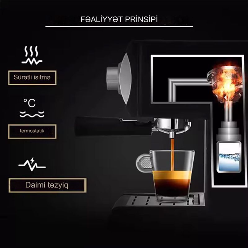 Sonifer SF-3529 Çoxfunksiyalı Qəhvə Maşını Yüksək Keyfiyyətli Kappuçino Espresso Kofe Hazırlayan Aparat 850 W — Digər mətbəx texnikası, Bakı (3)