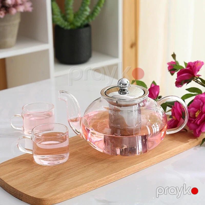 Paslanmayan Polad Süzgəcli Çaynik Şüşə Çaynik 1000 ml — Çaynikler və qəhvə qabları, Bakı (6)