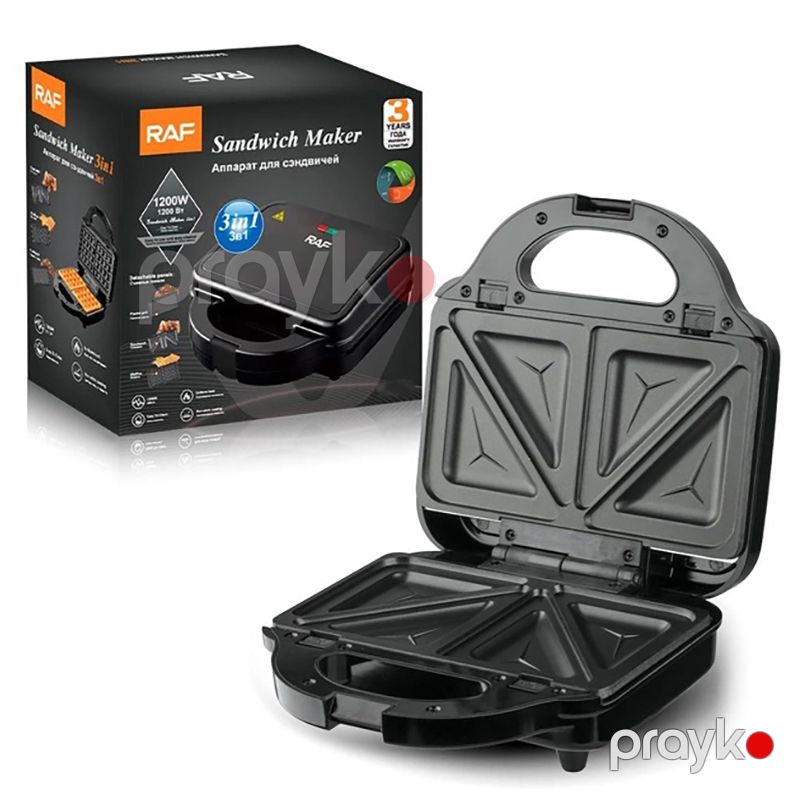 RAF 3-ü 1 Arada Multimaker Elektrikli Vafli-sendviç Hazırlayıcısı 750W Gücündə Qril Multi-Baker Toster İki Hissəli RAF Toster — Toster və vaflyasıcı, Bakı (7)