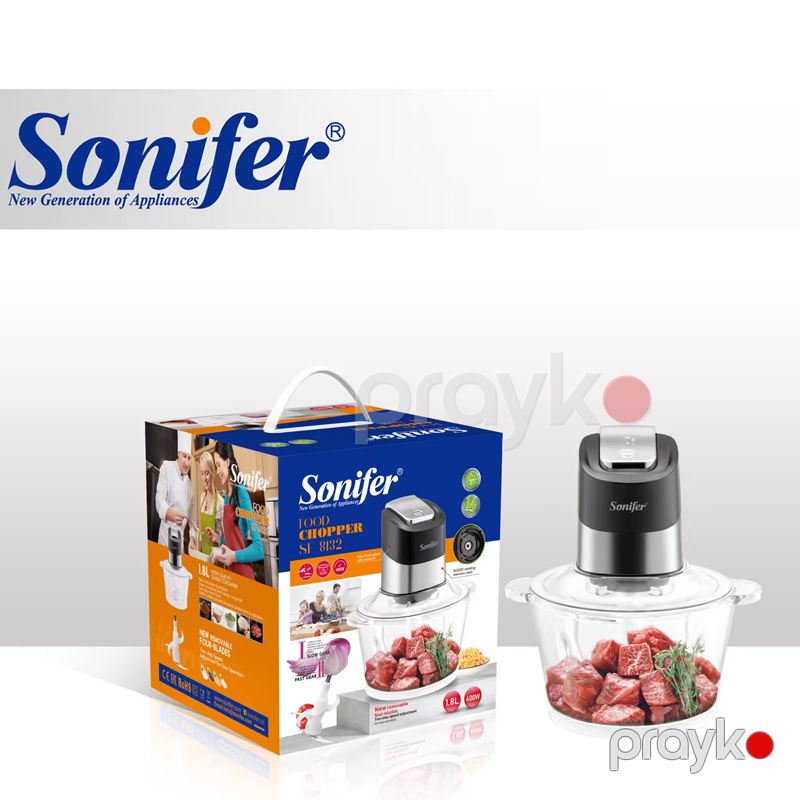 Sonifer SF-8132 - Mətbəx üçün 1.8 Litrlik 400W Elektrik Şüşə Qab Tərəvəz Ət Qida Doğrayıcısı — Blenderlər, xırdalayanlar və mikserlər, Bakı (2)