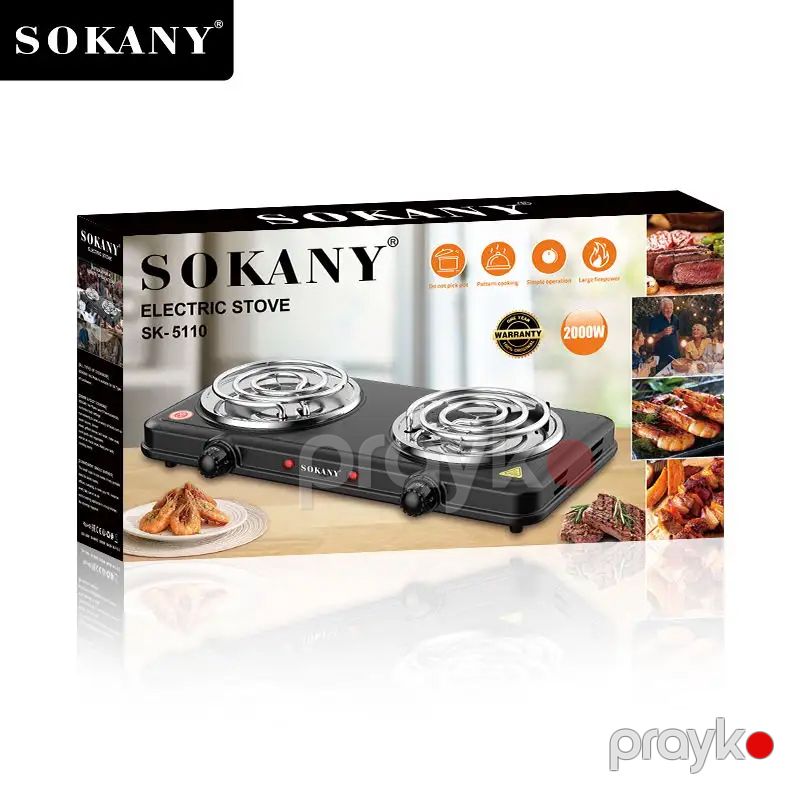 Sokany SK-5110 Çoxfunksiyalı Elektrikli İki Ocaqlı Qızdırıcı Soba Plitə 2000W — Plitələr, Bakı (6)