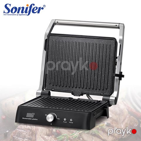 Sonifer SF-6142 Elektrikli Qril Sendvic Maşını Xüsusi Yapışmayan Örtüklü Profesionnal Termostat Nəzarətli Toster Grill Maker Sandwich Maker — Bakı