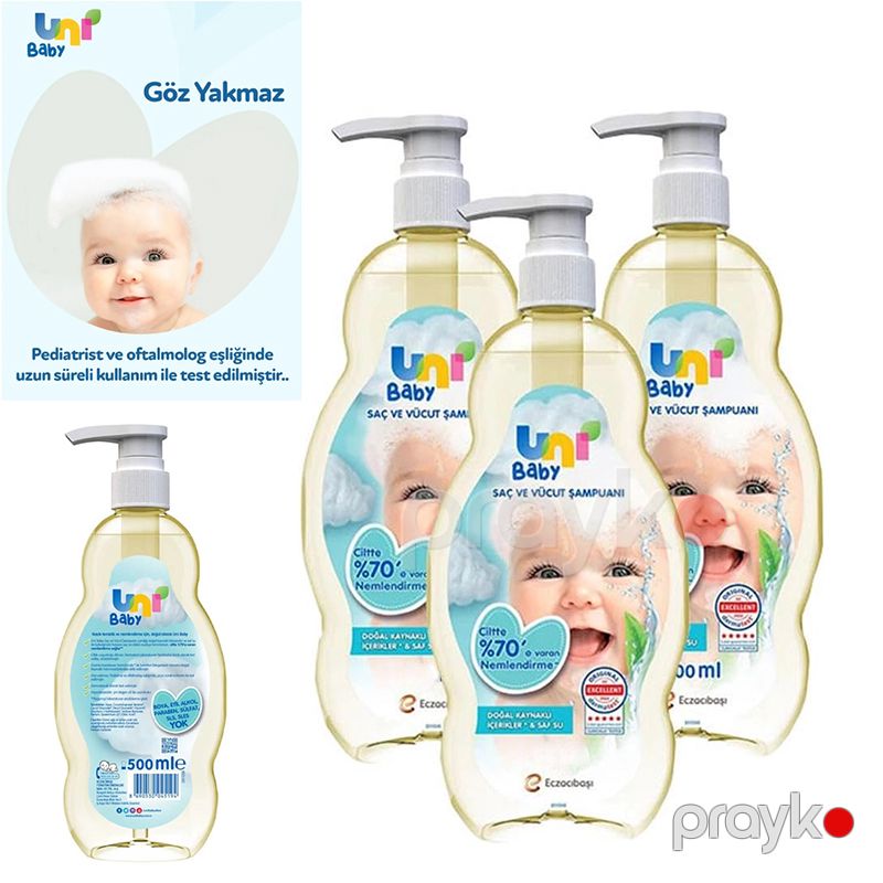 Uni Baby Bebek Şampuanı 500 Ml Şəffaf Sislon Uni Baby Saç ve Vücut Şampuanı — Mallar, Bakı (5)