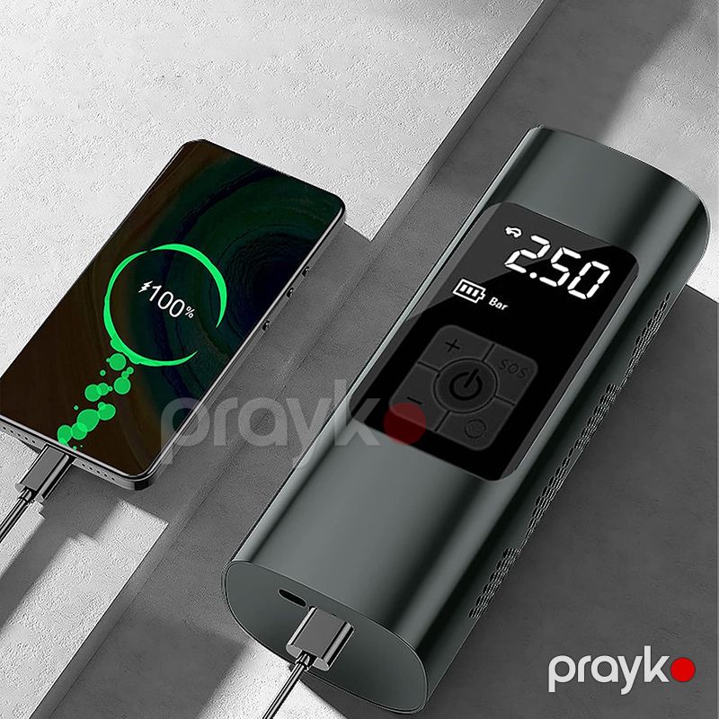 Avtomobil Velosipedi Motosiklet Topu üçün 12V Simsiz Avtomobil Nasos LED Təkər Pompası Portativ Hava Kompressoru USB Şarj cihazı — İdman, hobi, istirahət, Bakı (4)