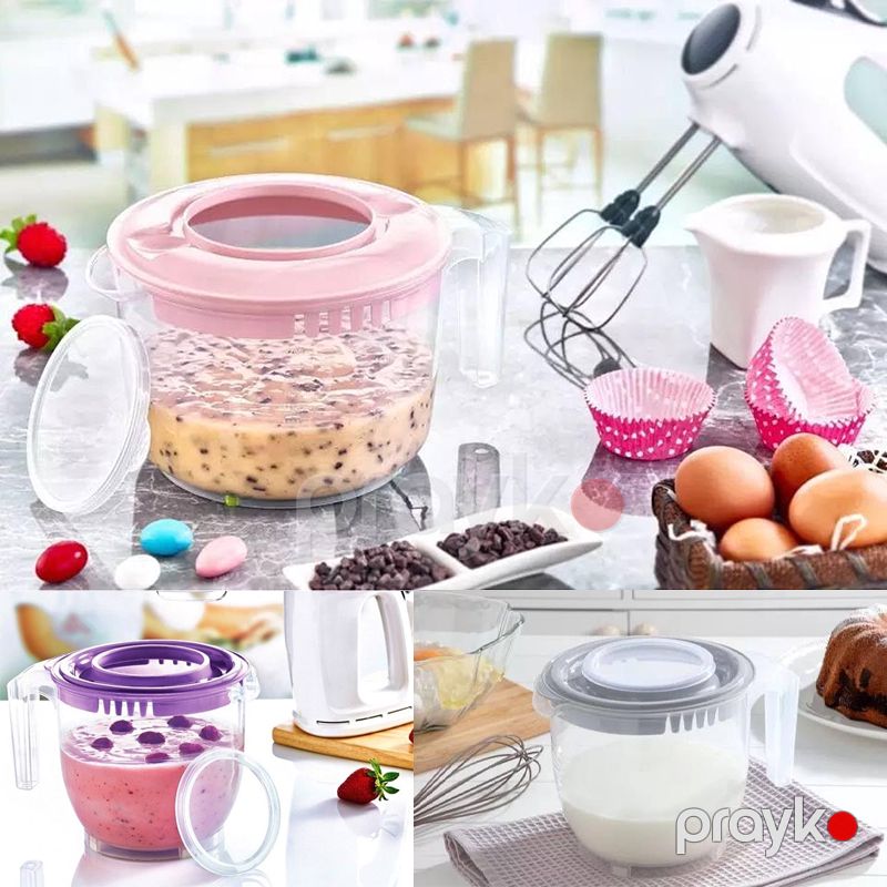 Mikser Qabı 2,2 l Qapaqlı 2200 ML Xəmir Qarışdırma Çırpma Qabı Şeffaf Qarışdırmaq Üçün Plastik Qab Ölçəm Qabı Mikser Qabı — Qablar və mətbəx əşyaları, Bakı (6)