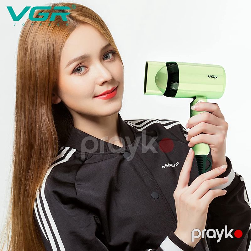 VGR V-421 Professional Qatlana Bilən Portativ Fen 1200W DC Motor 2 Sürətli Saç Qurutma Feni Yaşıl Rengli — Fən, Bakı (7)