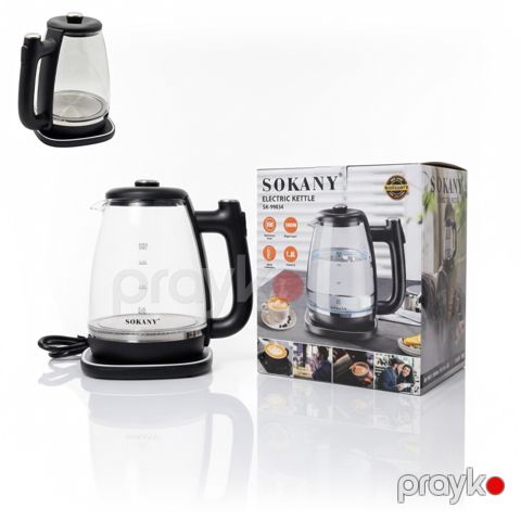 Sokany SK-09034 Elektrik Çaydan BPA-sız 1.8L Tutumlu LED Şüşə Çaydan 1800W Elektrikli Çaydan — Bakı