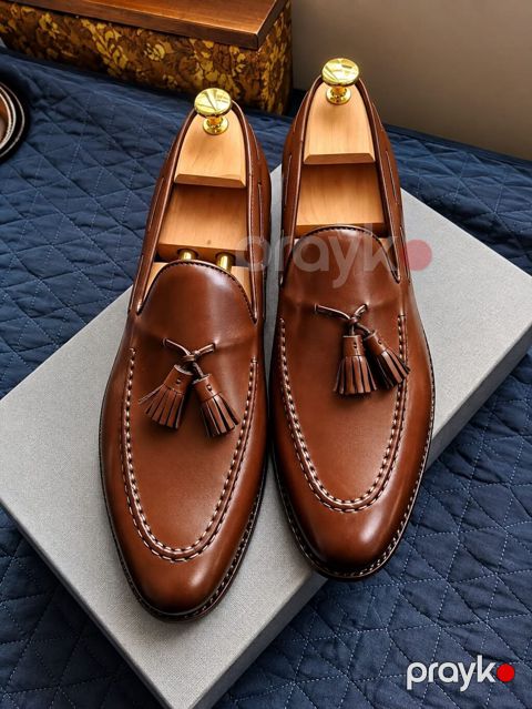 Klassik kişi mokasinləri – dəri tasselli loafer - Material: Yüksək — Bakı
