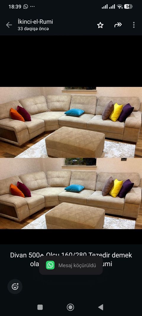 Divan 500₼ Olcu 160/280.Tezedir demek olar .Unvan Yasamal &Rumi — Мягкая мебель