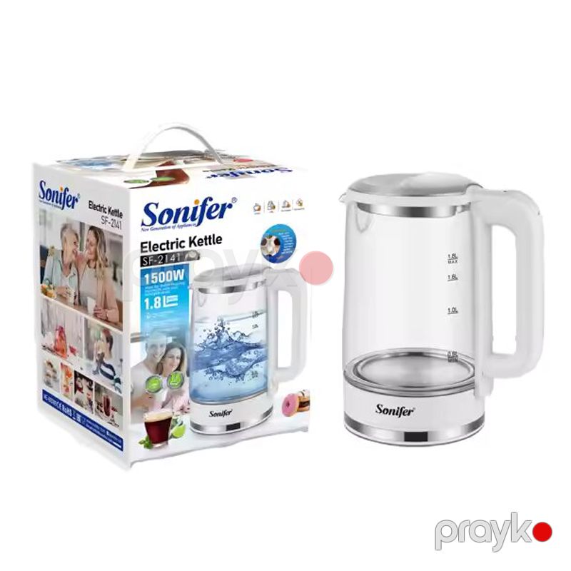 Sonifer SF-2141 - Elektrik Çaydanı, 1.8 L Tutum, 1500W Güc, Şüşə Material — Elektrik çaydanları və termoslar, Bakı (2)