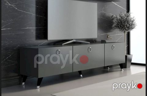 TV üçün tumba TV Stend 013, Ldsp, qara, 180x55x33 sm — Bakı