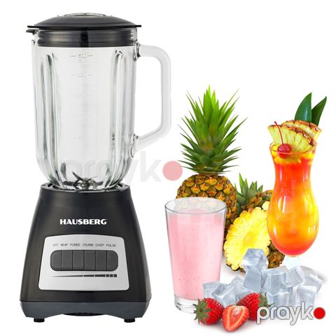 Smoothie Blender Hausberg HB-7772NG 4 Sürətli Paslanmayan Polad Bıçaqlı 1.5L Şüşə Blender — Bakı