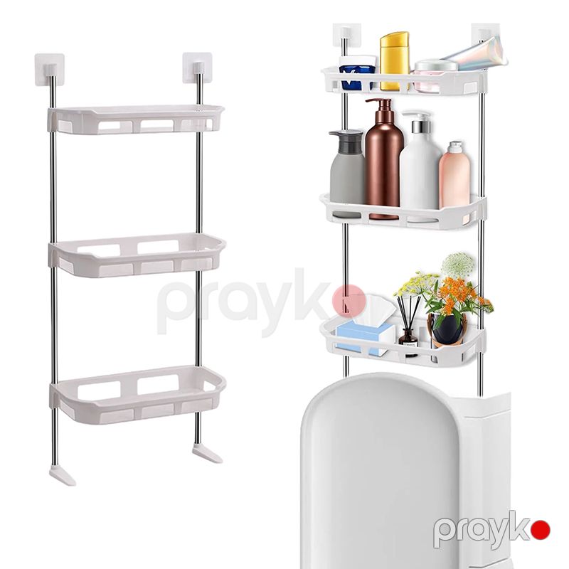 Ağ və Qəhvəyi Rəngdə Plastik Rəf 3 Pilləli Çoxfunksiyalı Hamam Otağı Künc Rəfi 3 Hissəli Tualetin Üzərində Hamam Rəfi — Mallar, Bakı (4)