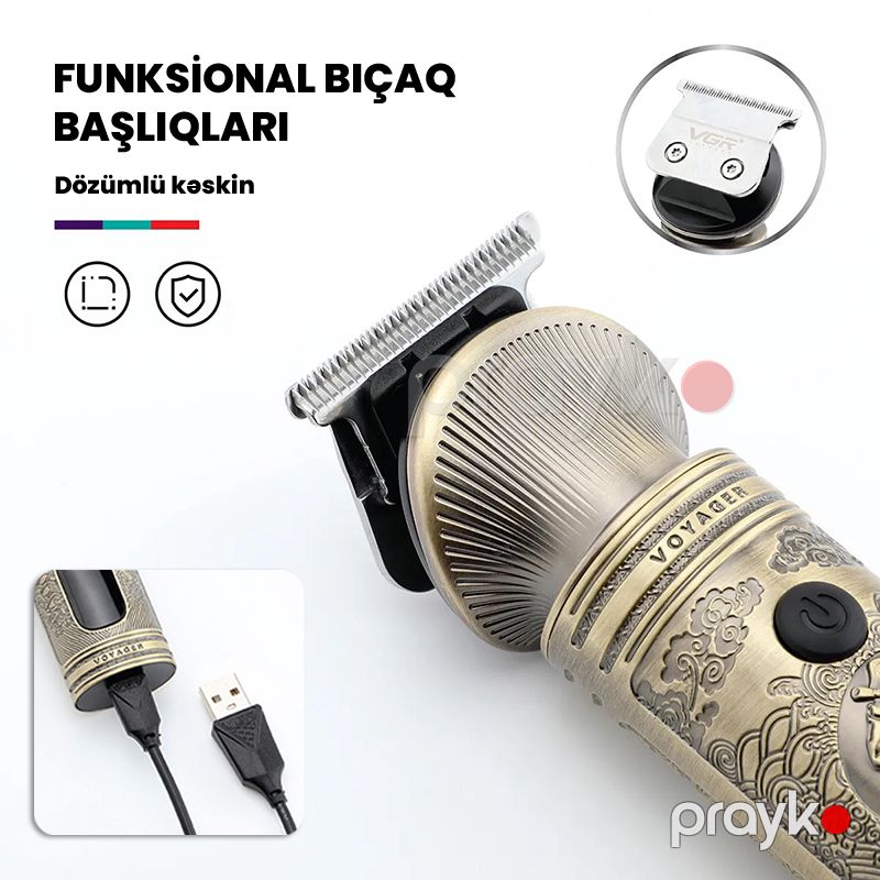6-sı 1 Arada VGR V-106 Peşəkar Saç Trimmeri USB Şarjlı Üzqırxan Rəqəmsal Ekran Kişilər üçün Saç Trimmeri — Usturalar, trimmerler və epilyatorlar, Bakı (2)