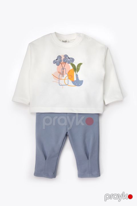 Yenidoğulmuş üçün geyim dəsti Bebetto K5501, pambıq, mavi, 2 əşya, 9-12 ay — Bakı