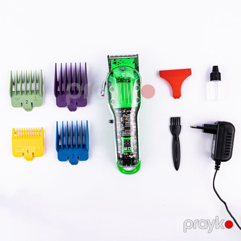 Yüksək Performanslı DSP Saç Təraş Maşını Kişilər Üçün Professional LED Salon Trimmeri Yaşıl Rəngli Şəffaf Trimmer — Usturalar, trimmerler və epilyatorlar, Bakı (5)