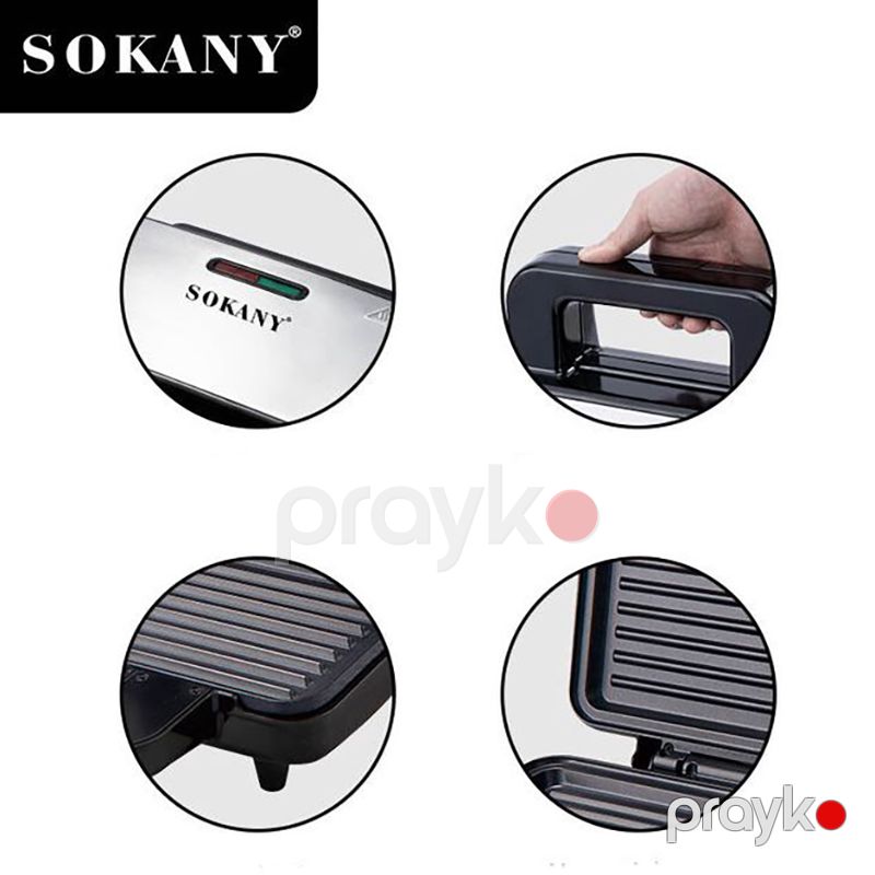 Elektrik Sokany Vafli Hazırlayan Maşın SK-BBQ-227 Elektrikli Yapışmayan Led İşıqlı Qril Toster Sendviç Maşını 1000W — Toster və vaflyasıcı, Bakı (5)